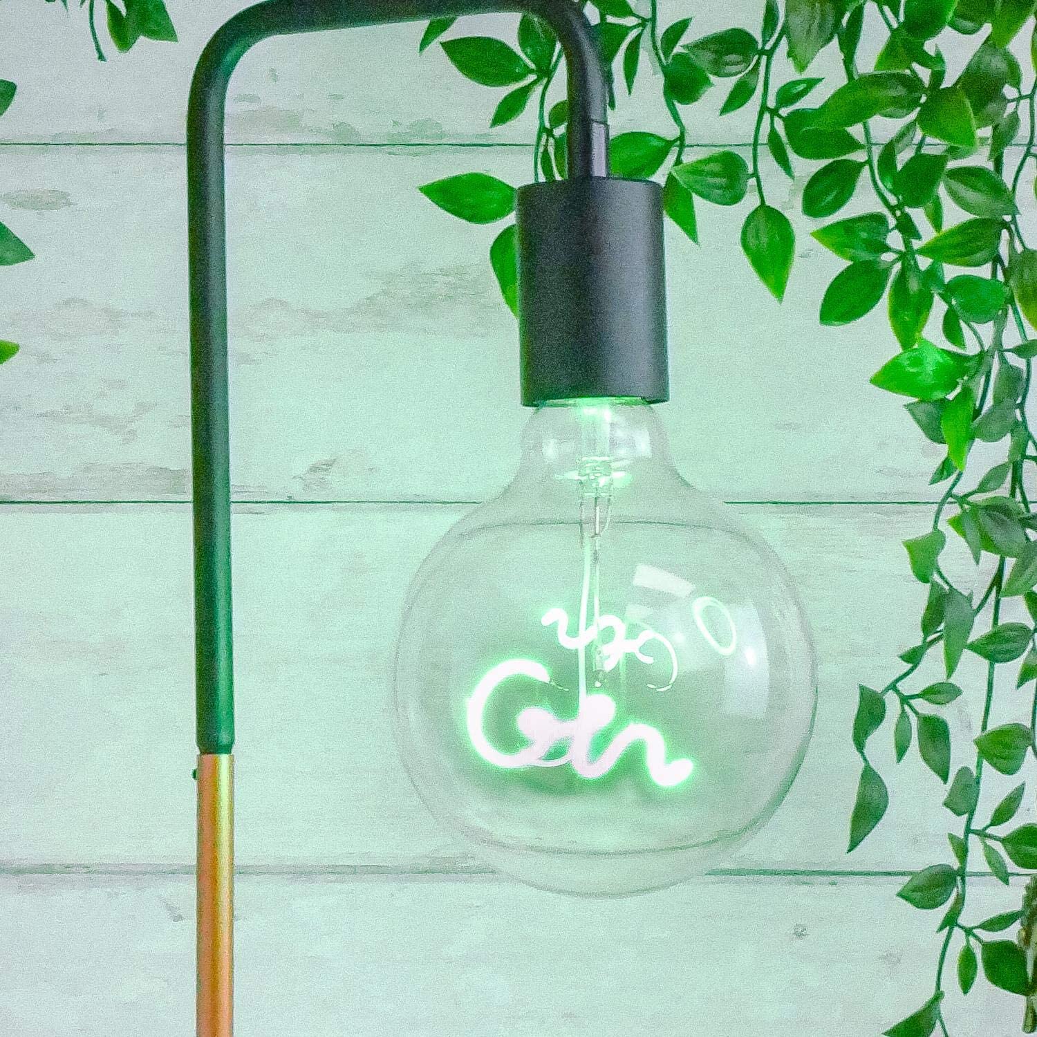 Green Gin Text Bulb and Lamp Base