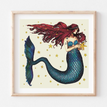 Charley Rabbit Publishing Wish Upon A Star - Mermaid Art Print