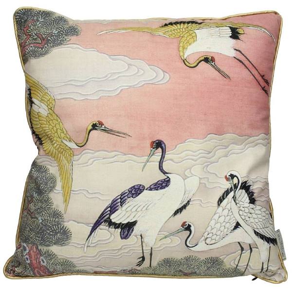 Maitri Cushion Crane Velvet 45 X 45cm Pink