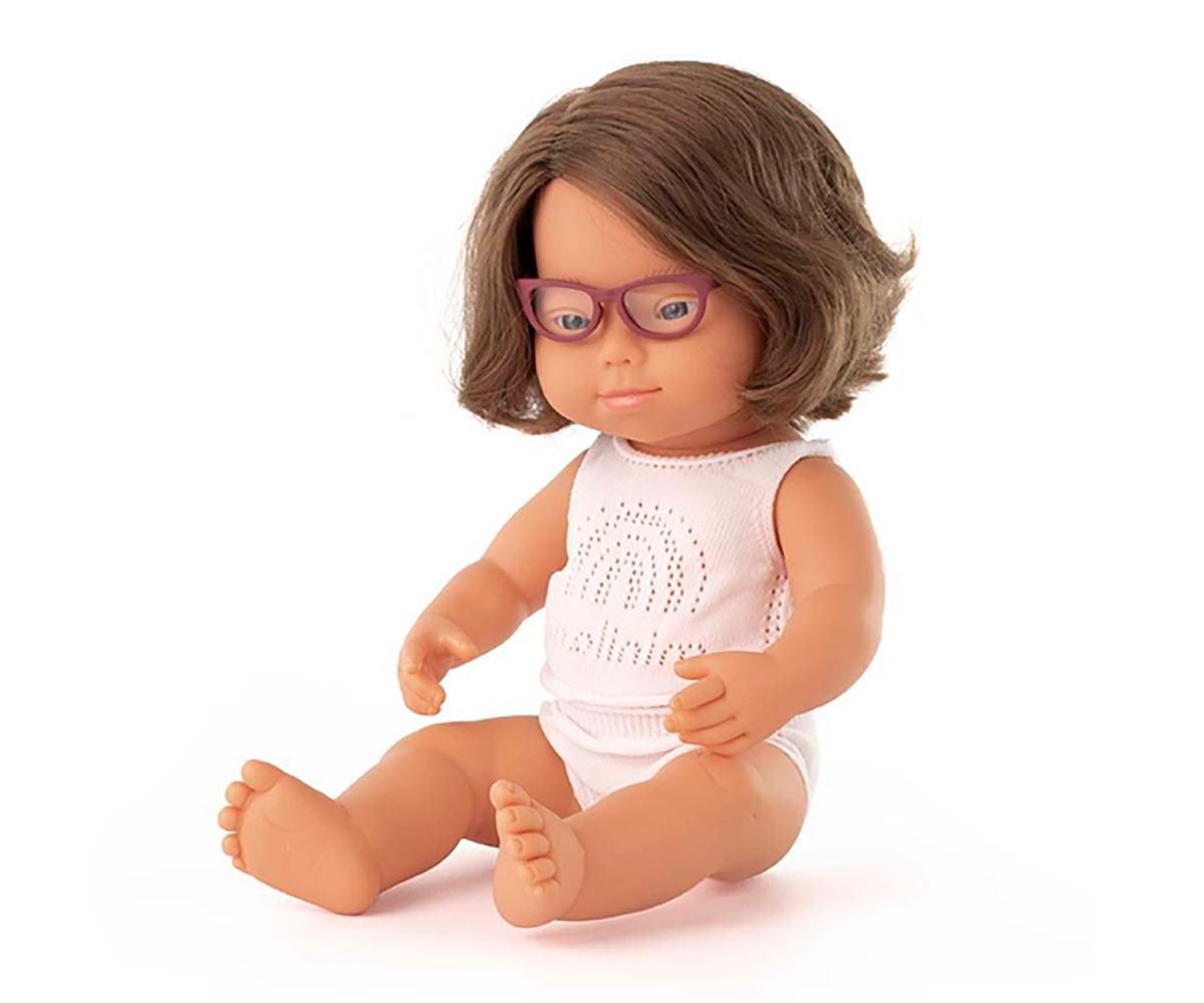Miniland Down Syndrome Girl Doll with Glasses