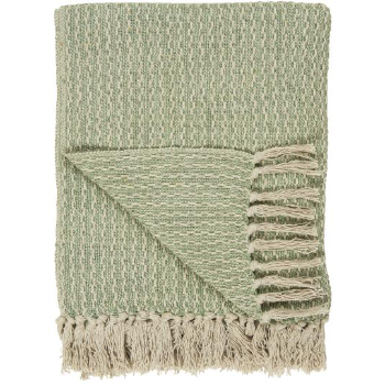 Cotton Blanket - Cream/Green Pattern