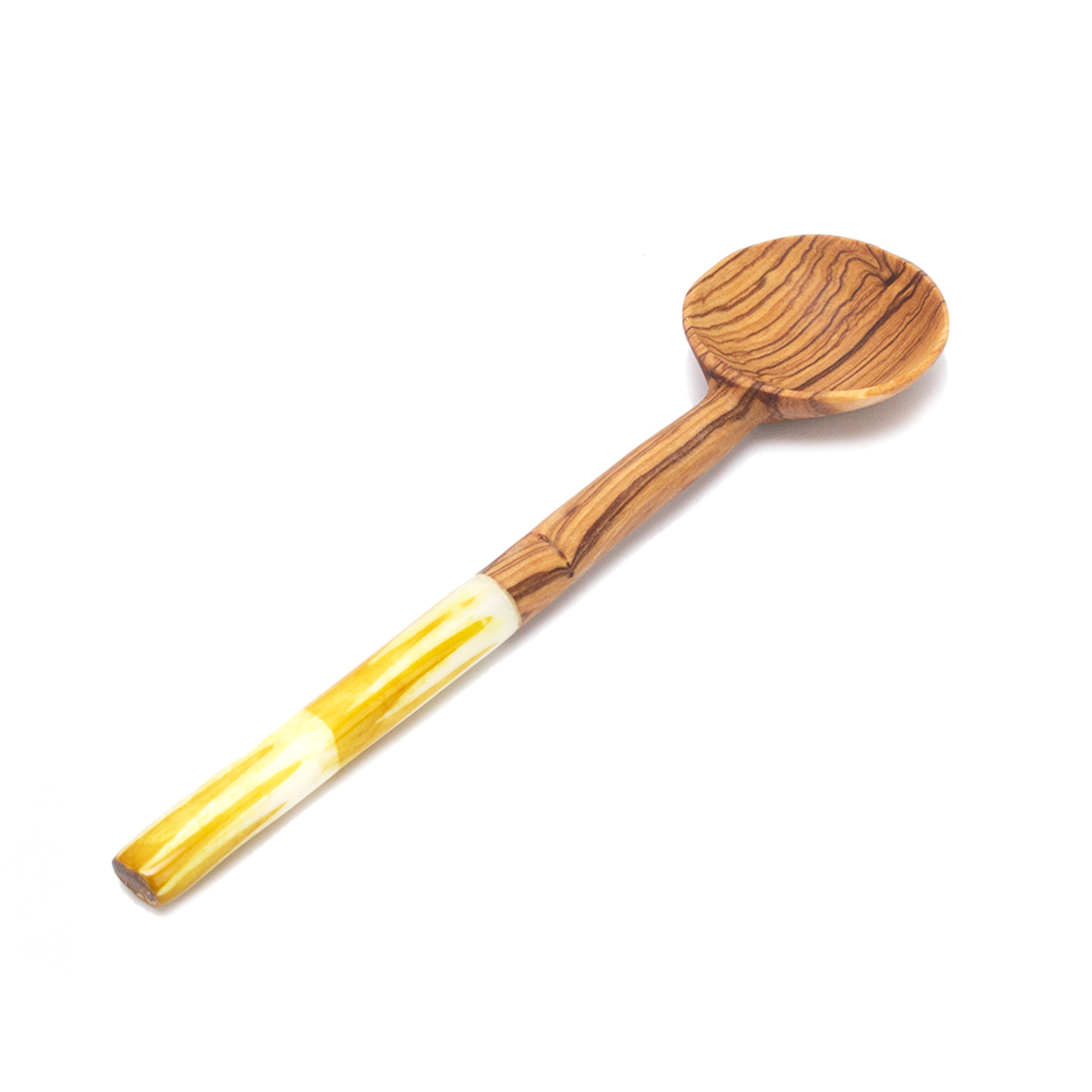 Olive Wood Sugar Spoon With Mustard Batik Handle