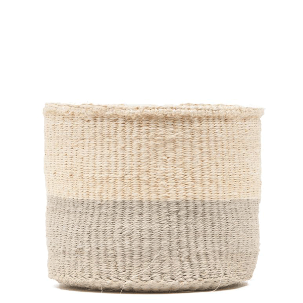 The Basket Room Grey and White Itale Block Basket Small