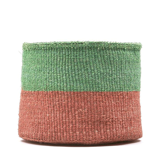 Cheo Coral and Green Block Basket - Small