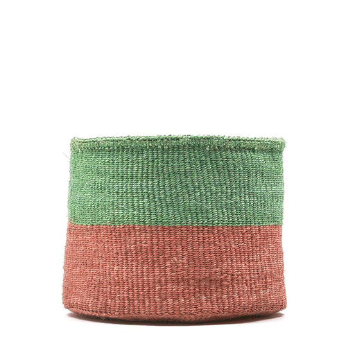 The Basket Room Cheo Coral and Green Block Colour Basket - Xsmall