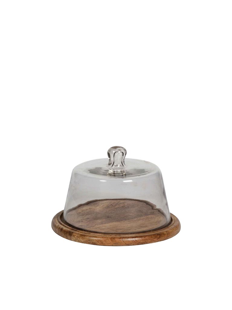 Chehoma Wooden Round Tray with Glass Cover