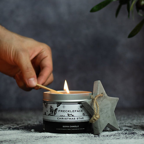 Large Christmas Star Tin Candle