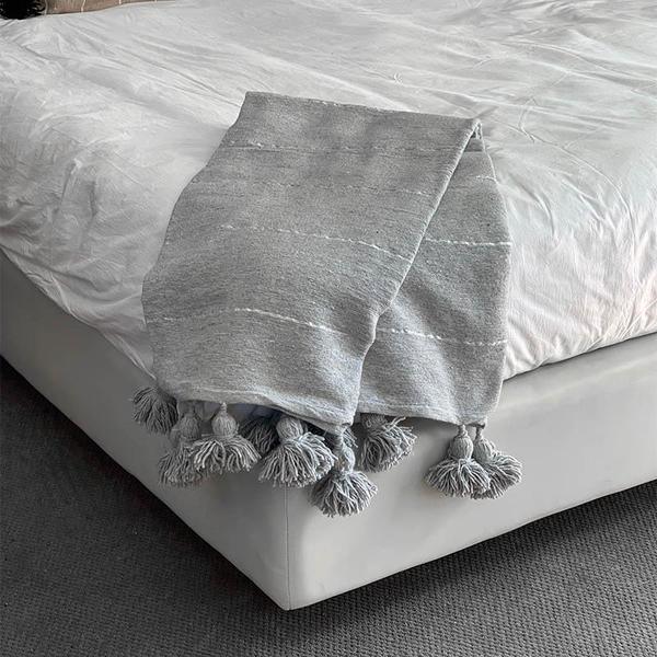 Beldi Maison Moroccan Battania Blanket In Grey & Silver