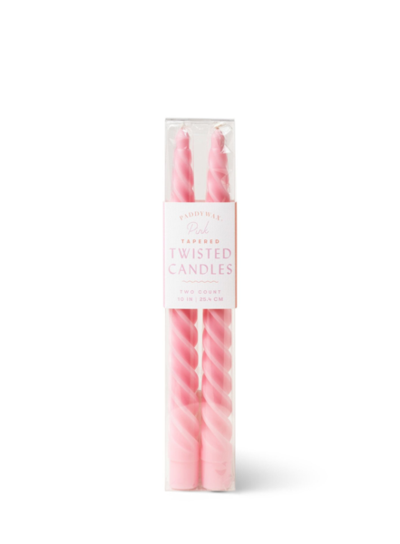 Paddywax 2 Tapered Twisted Candle 10" In Pink