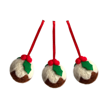 Christmas Pudding Felt Decorations Set of Three