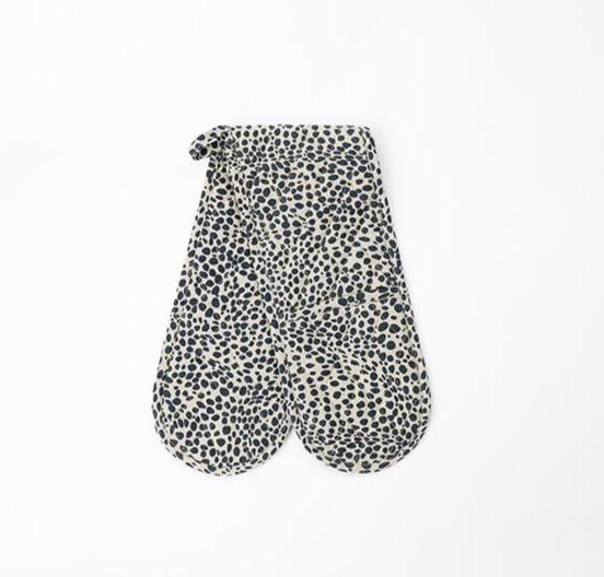 Navy Cheetah Print Double Oven Glove