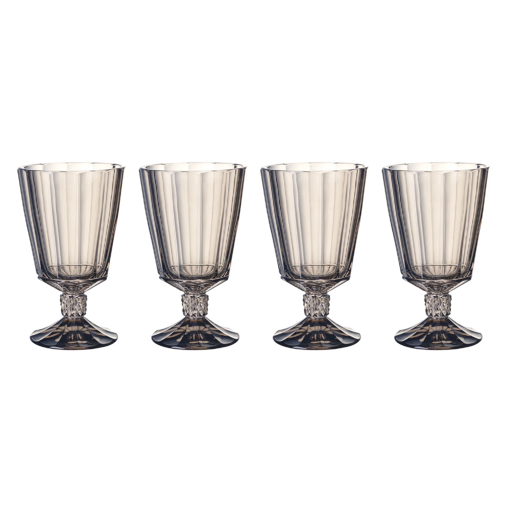 Villeroy & Boch Set of 4 Smoke Grey Opera Crystal Water Goblets