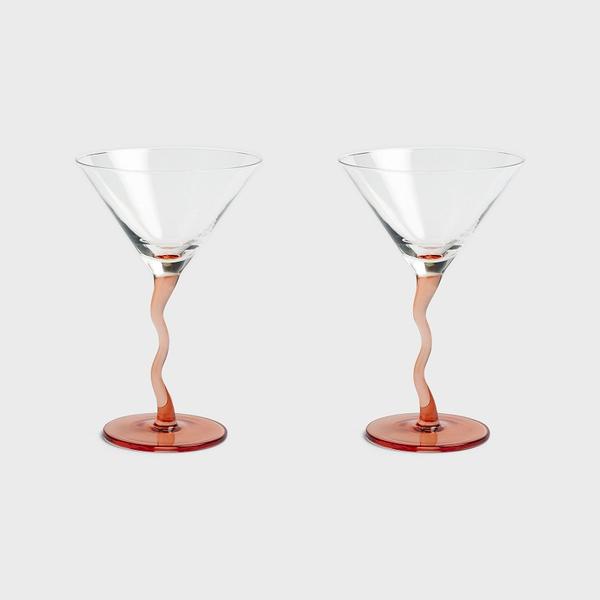 &klevering Martini Glasses Curly - Pink (2pc)
