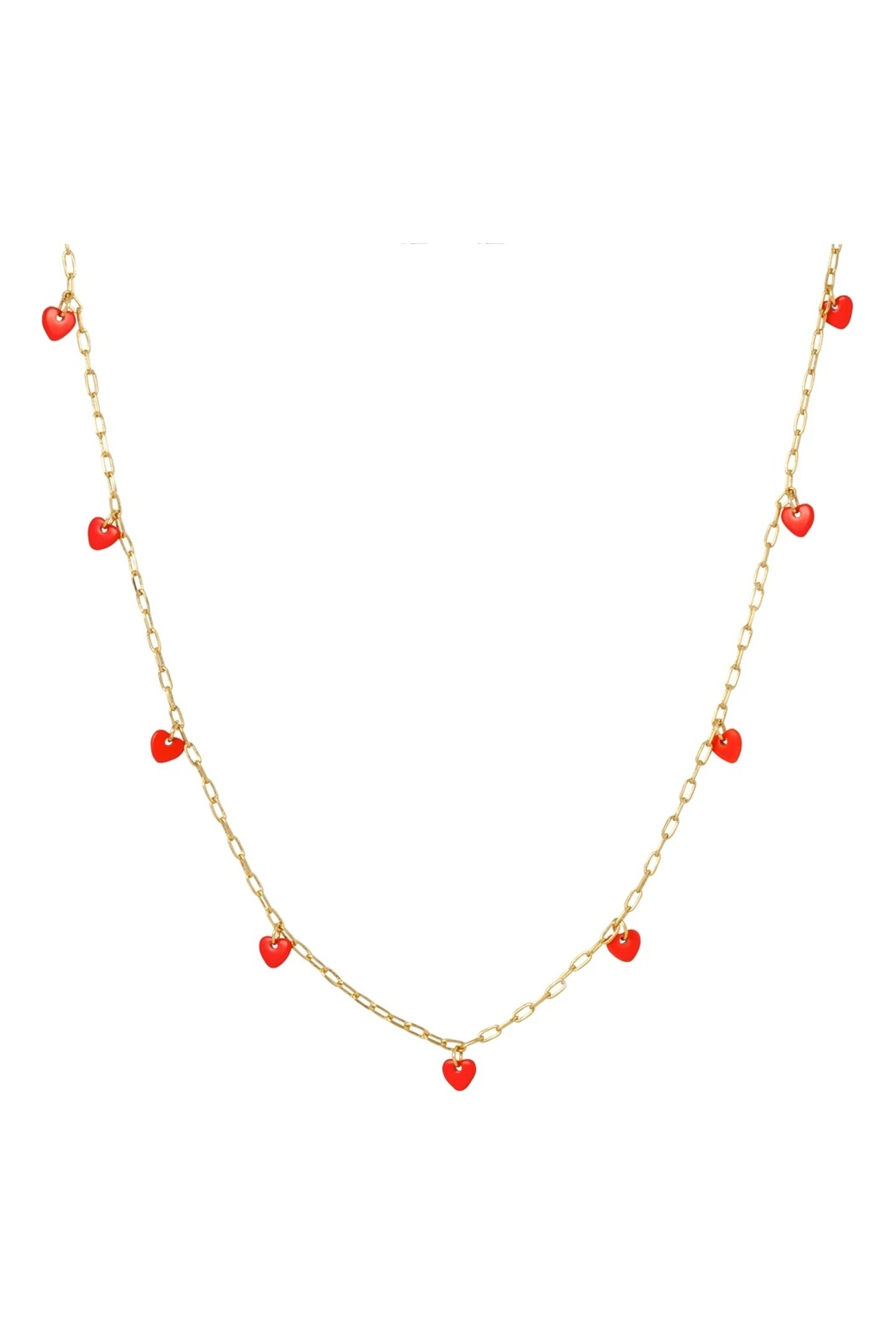 Love U Necklace Gold Plated - Lipstick Red