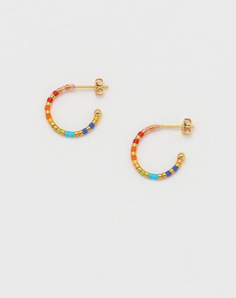 Estella Bartlett  Rainbow Beaded Hoop Earrings in Gold