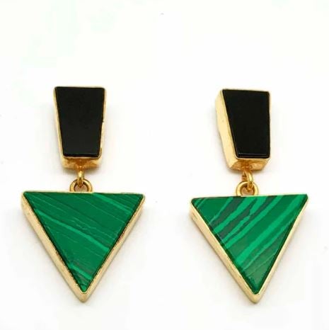 Green Earrings Black Onyx And Malachite Faroe