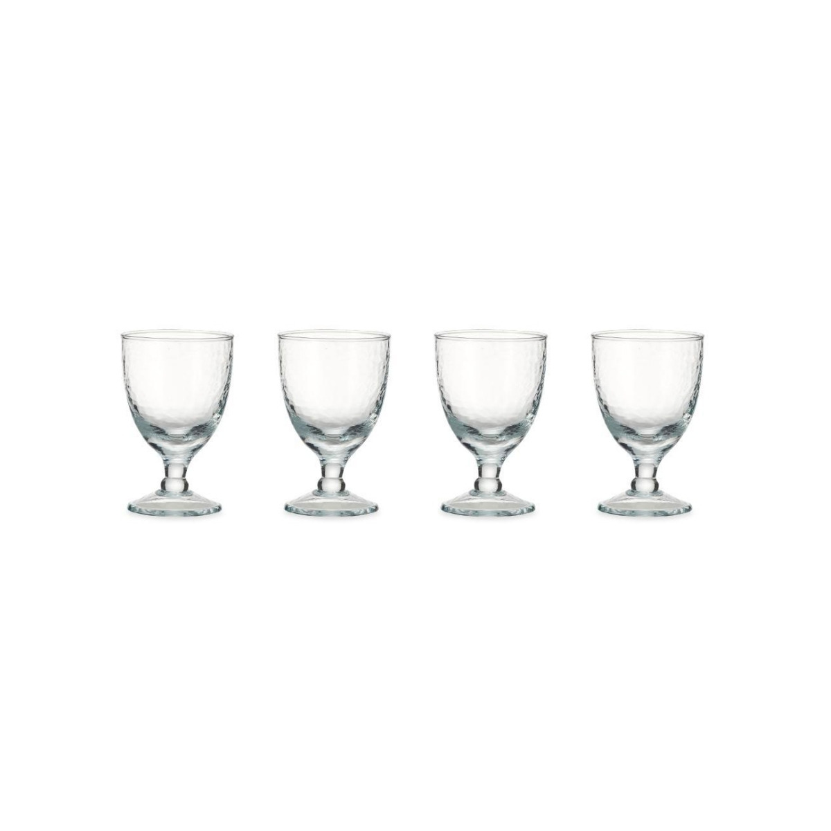 Nkuku Yala Hammered Wine Glass - Clear Glass Set of 4