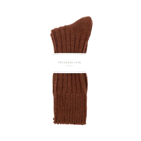 Thunders Love Wool Solid Brown Socks - Small