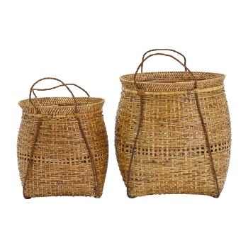 House Doctor Rattan and Bamboo Baskets (Set of 2)