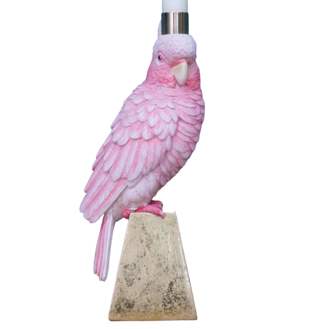 &Quirky Pink Parrot Candle Holder