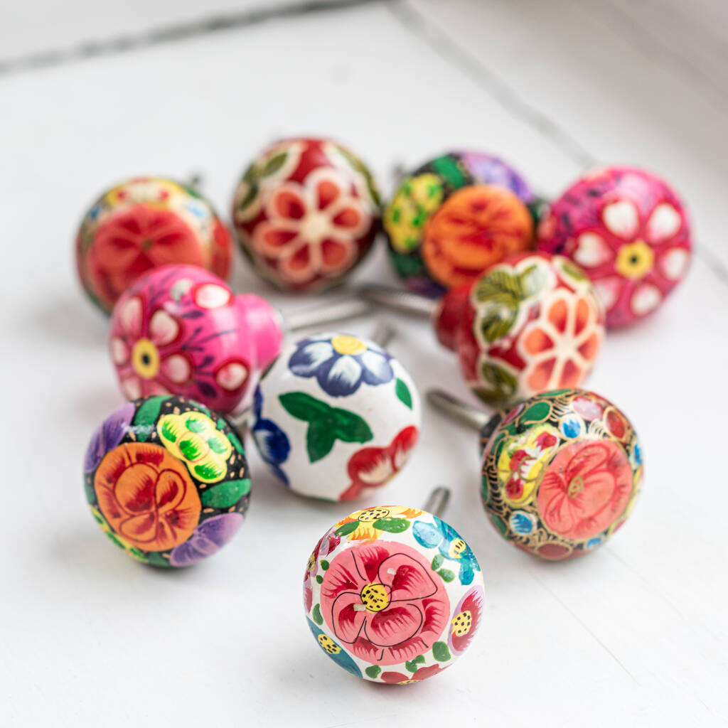 Bright Floral Handpainted Drawer Knobs