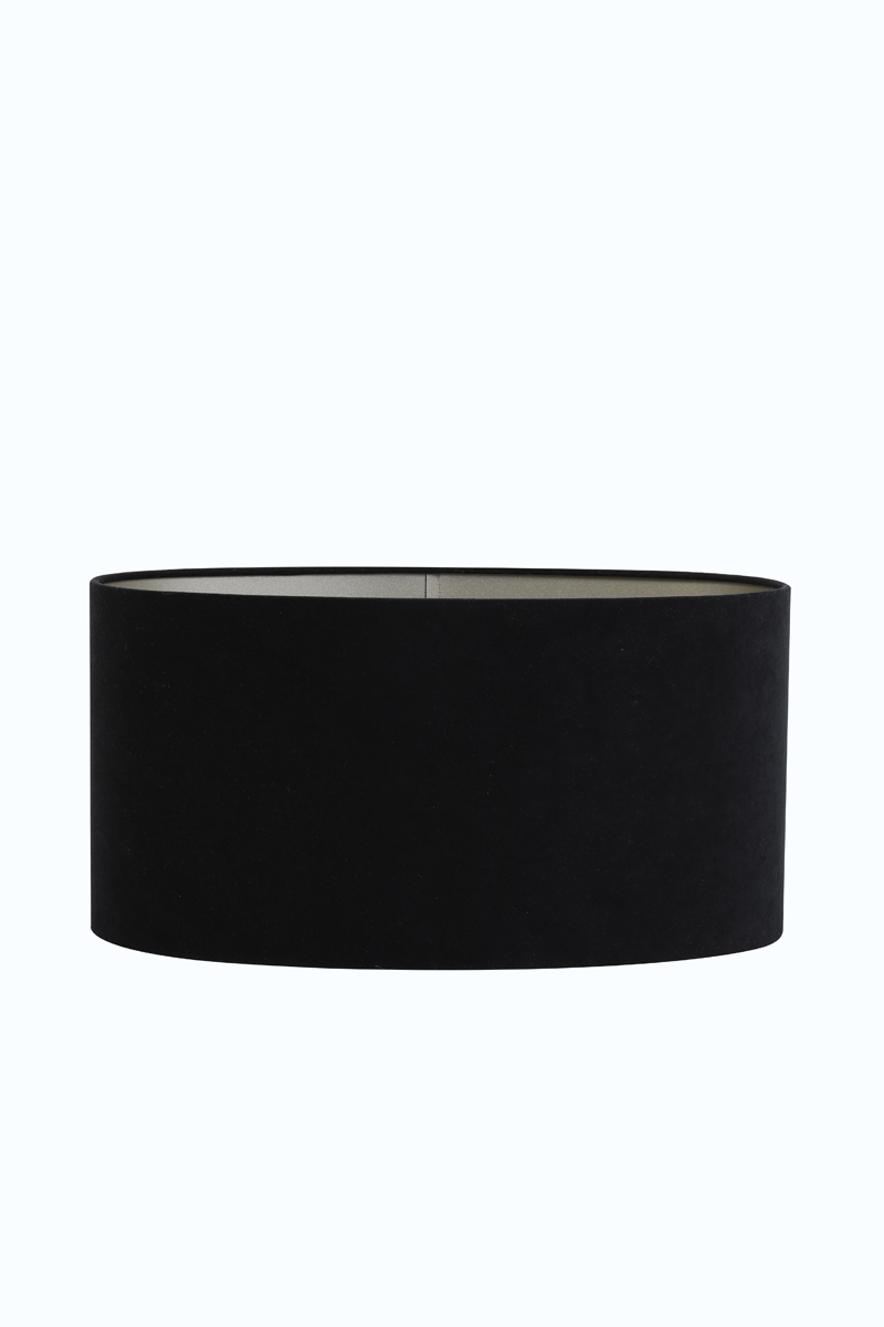 Black Velour and Taupe Cylinder Lamp Shade