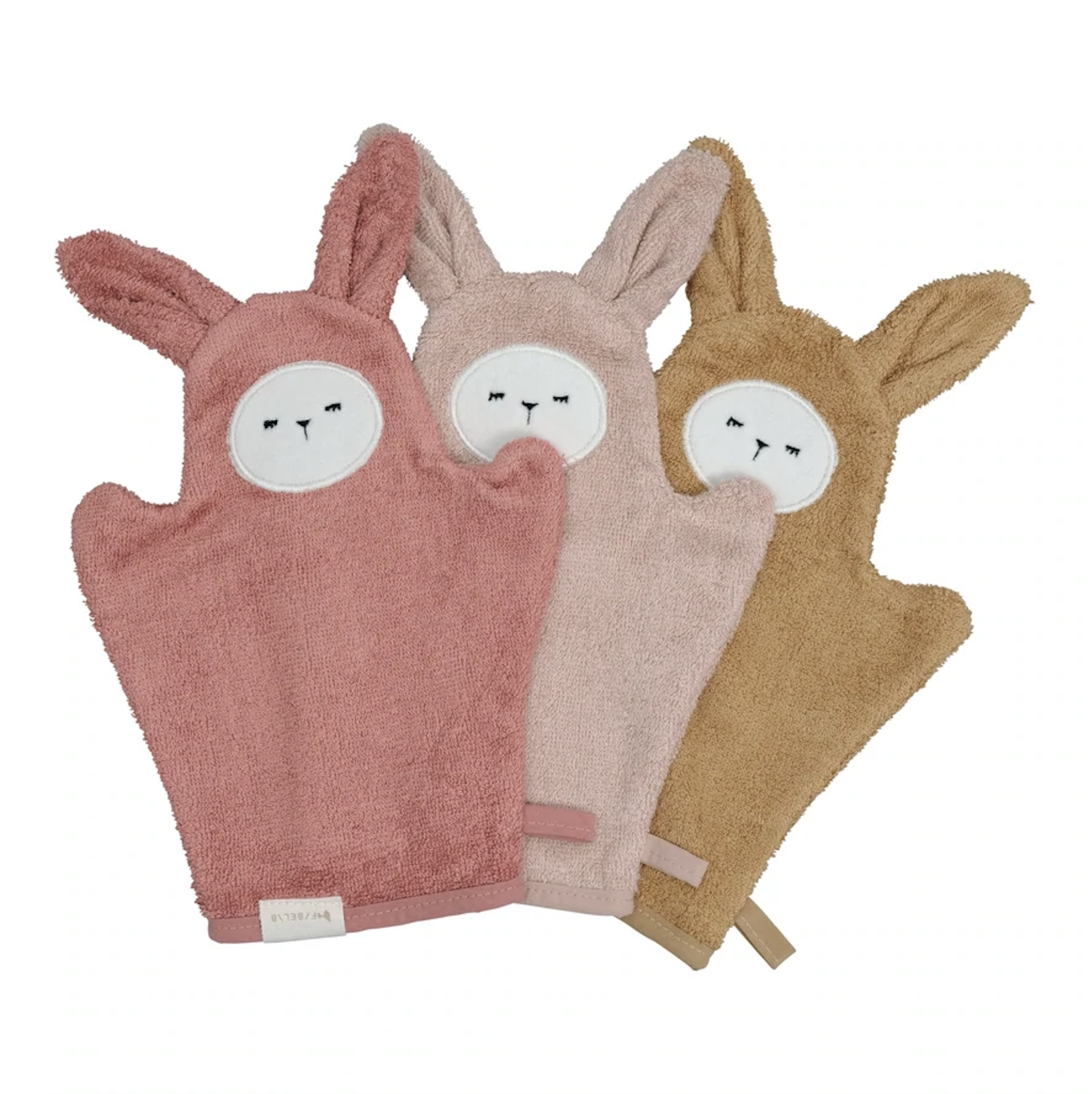 Set of 3 Animal Baby Bath Mitts in Bunny