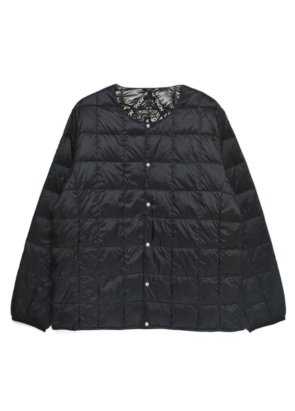 Crew Neck Button Down Jacket - Black