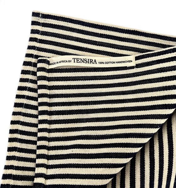 Tensira Navy Blue and Off White Thin Stripe Napkin