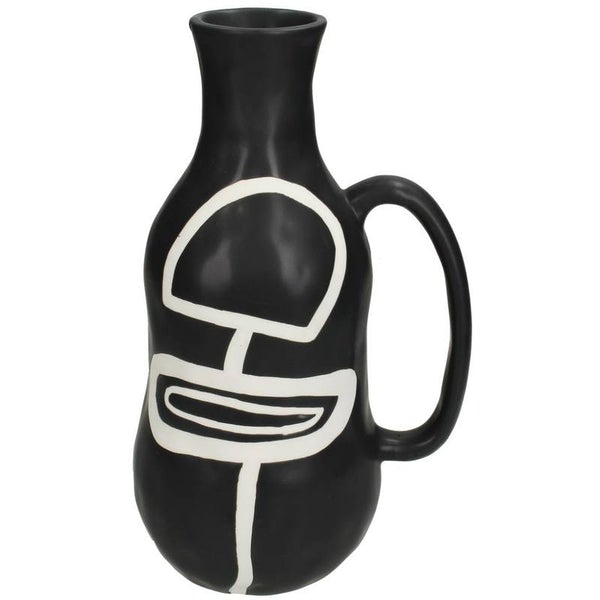 Maitri Black And White Vase With Handle
