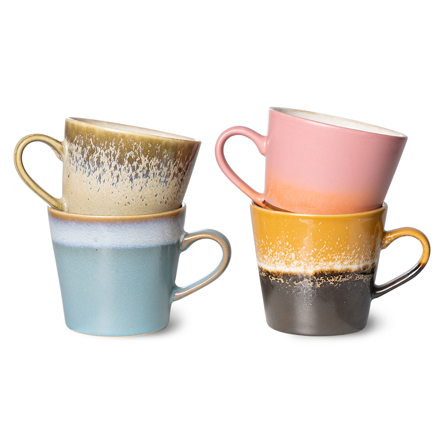 HKliving 70s Ceramics  Meteor Cappuccino Mug - Set of 4