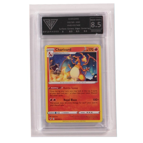 Pokemon Tgc Graded Card - Charizard - 025/185 - Vivid Voltage - 2020 - Near Mint 8.5 F