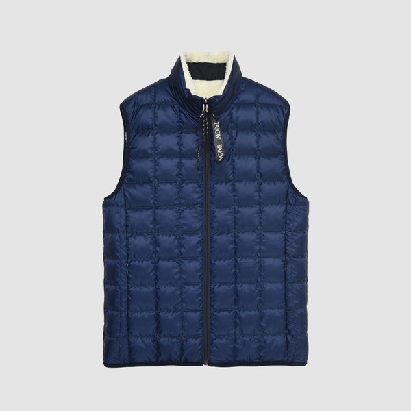 Down X Boar Reversible Vest - Dark Navy/Beige