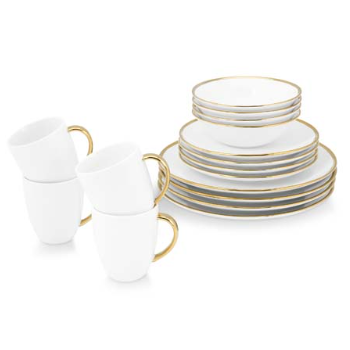 Vtwonen Tableware Collection White Gold - Set of 16