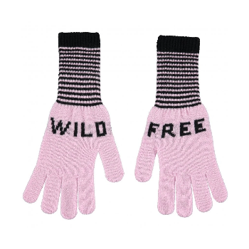 Wild and Free Gloves in Pink and Black with Long Striped Cuff