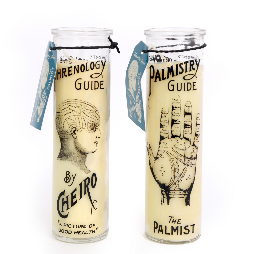 Temerity Jones Monochrome Tall Candle Pot : Phrenology or Palmistry