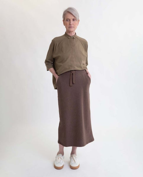 Beaumont Organic Aw22 Ana Organic Cotton Skirt In Brown Marl