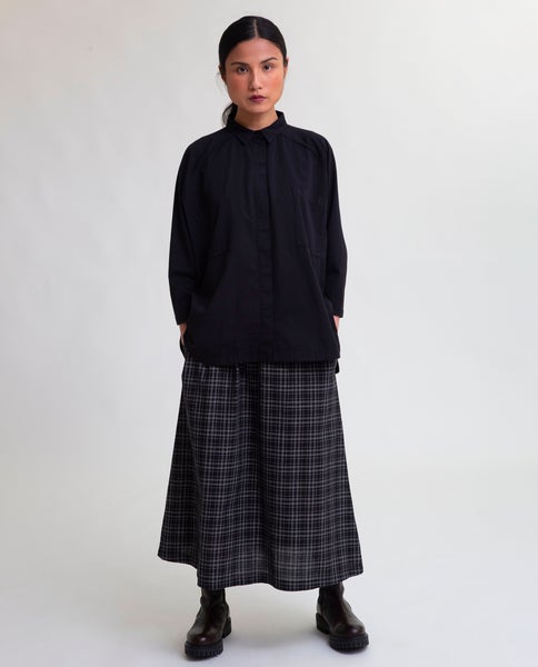 Aw22 Ashley-cay Organic Cotton Skirt In Black & White Check