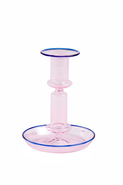 HAY Flare Candle Holder - Pink With Blue Rim