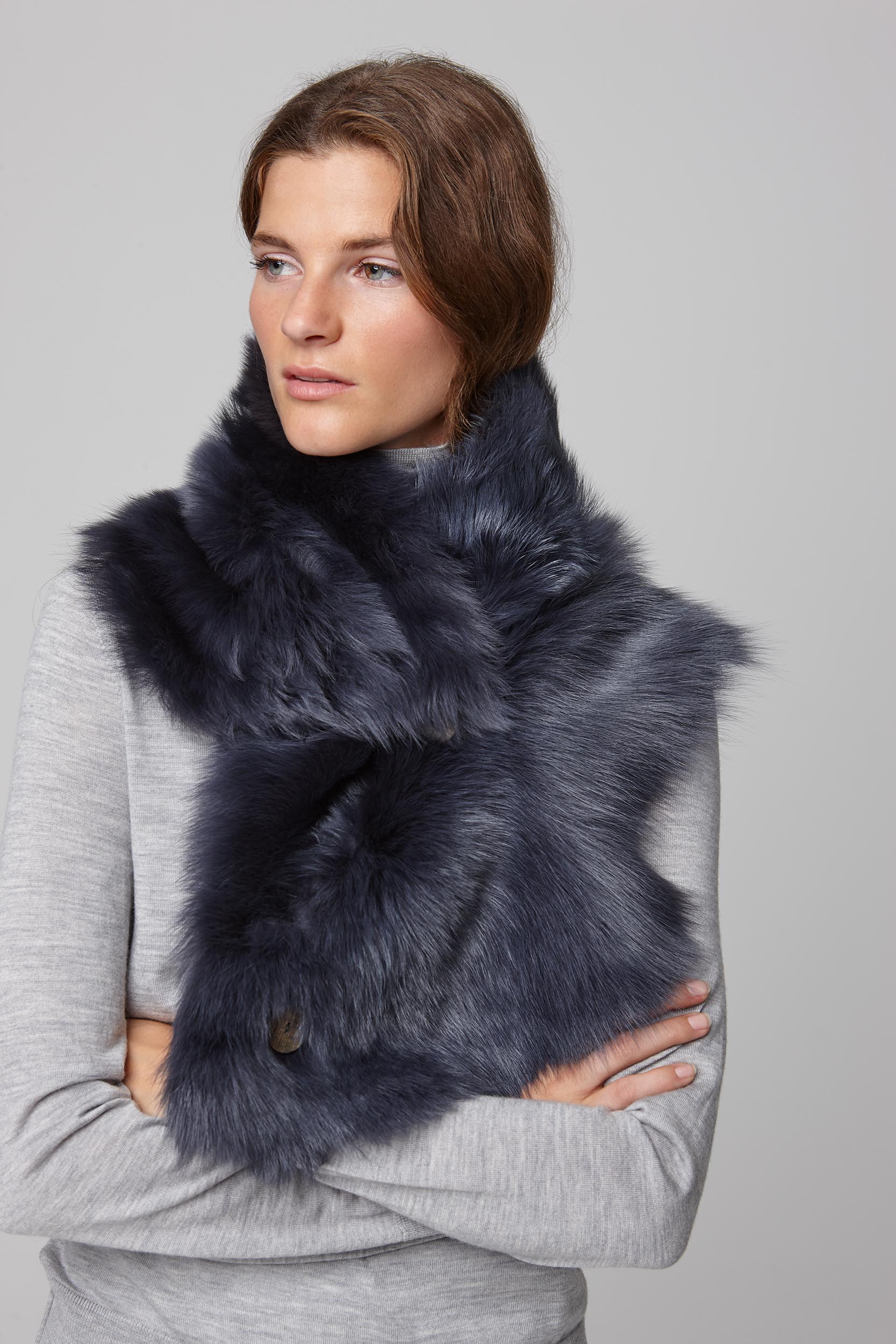Gushlow & Cole Two Button Shearling Snood Scarf
