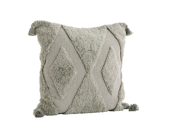 Madam Stoltz Large Light Grey Cushion Cover with Tufting