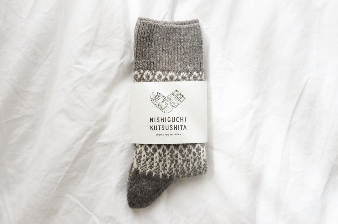 Nishiguchi Kutsushita Oslo Wool Jacquard Socks - Small