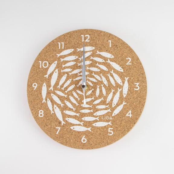 Fish Round Cork Clock