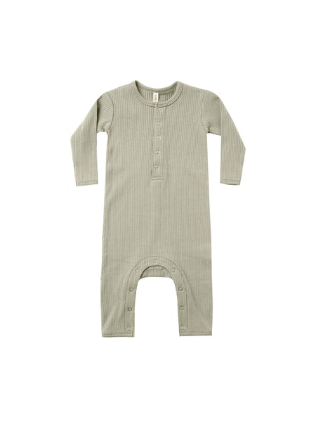 Quincy Mae Ribbed Baby Jumpsuit Sage
