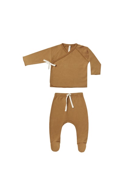 Quincy Mae Wrap Top And Pant Set Walnut