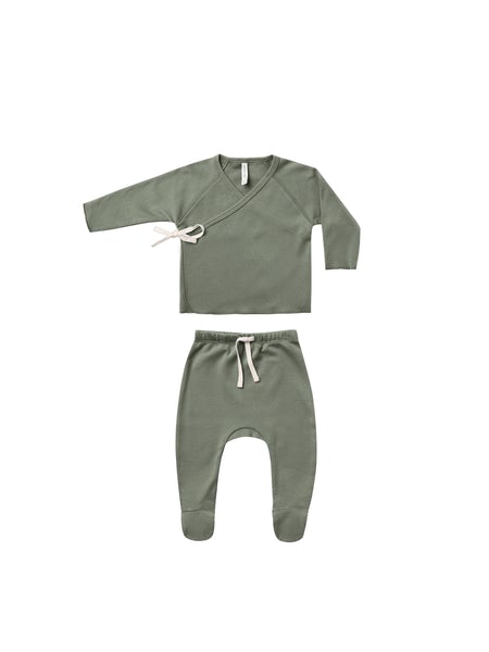 Quincy Mae Wrap Top And Pant Set Basil