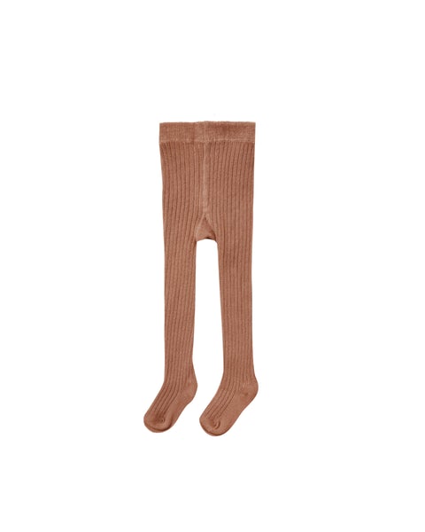 Quincy Mae Solid Ribbed Tights Clay