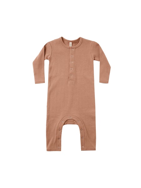 Quincy Mae Ribbed Baby Jumpsuit Terracotta