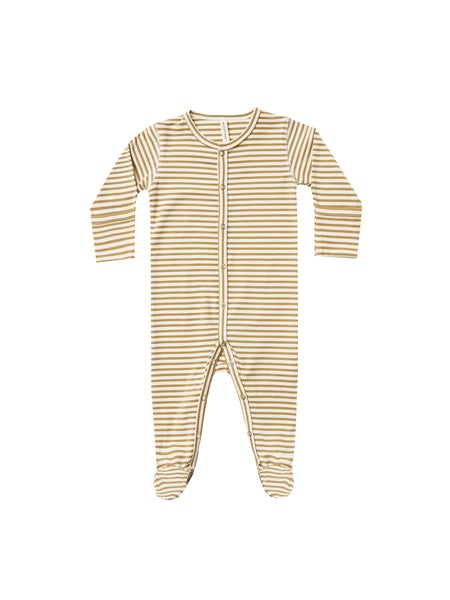 Quincy Mae Full Snap Footie Gold Stripe