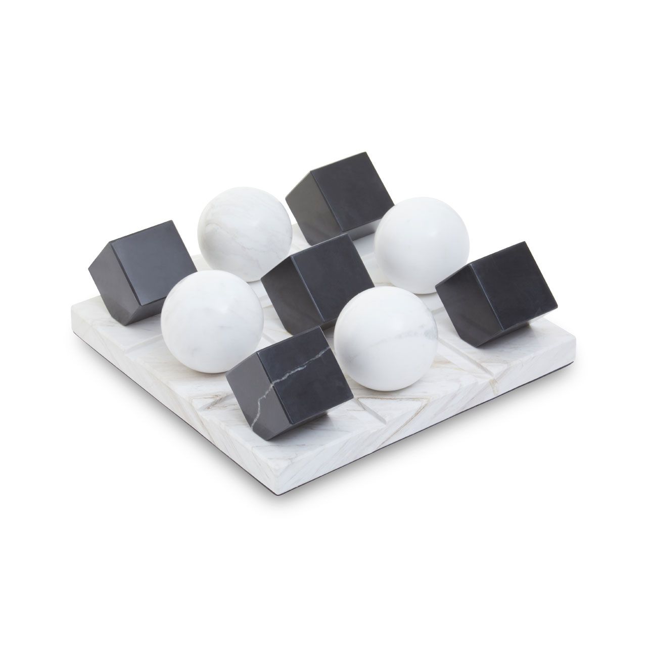 Victoria & Co. Black and White Marble Tic Tac Toe